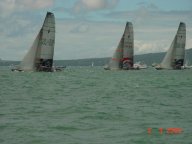 zweimal Team NZ und 1 Mal Alinghi vor Anfang