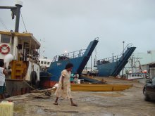 Beladen van een schip.